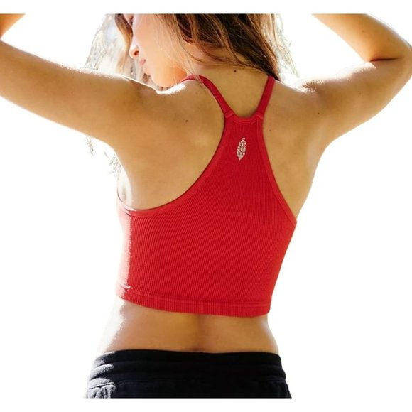 NEW FREE PEOPLE FP MOVEMENT SUMMER CHERRY RED HAPPINESS RUNS CROP TANK NWOT SZ:X - Picture 5 of 6
